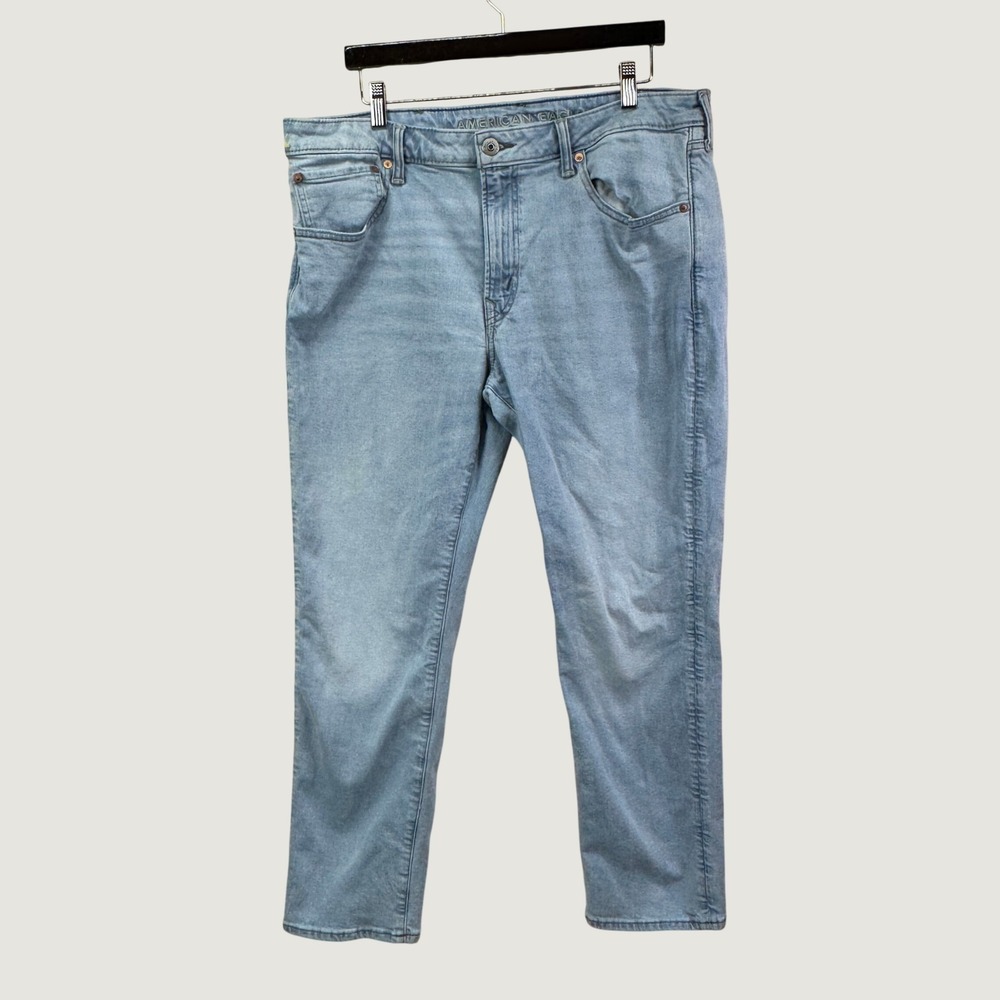 American Eagle Airflex+ Slim Jeans 38x30 Light Wash Stretch Denim Casual Indie